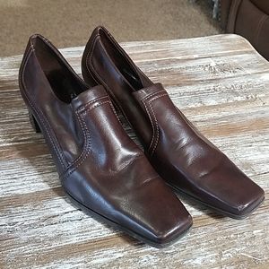 Franco Sarto Brown Square Toe Slip-on Shoes 8.5M